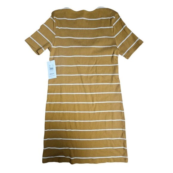 RVCA Donner Striped Ribbed Knit Dress Scoop Neck Zip Womens L‎ Cotton Blend NWT - Picture 2 of 11